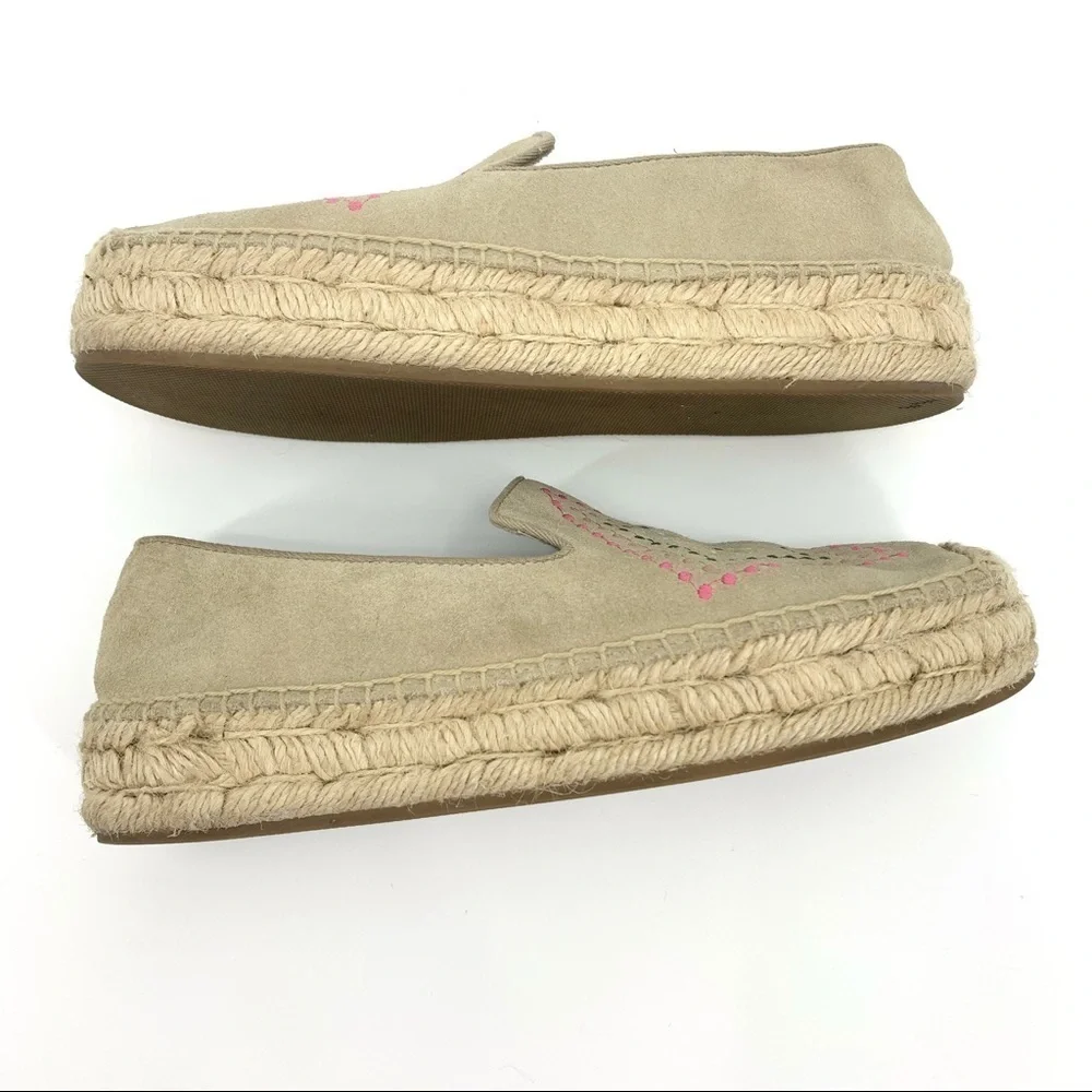 Jack Rogers Beige Embroidered Boho Festival Hippie Espadrilles Size 7